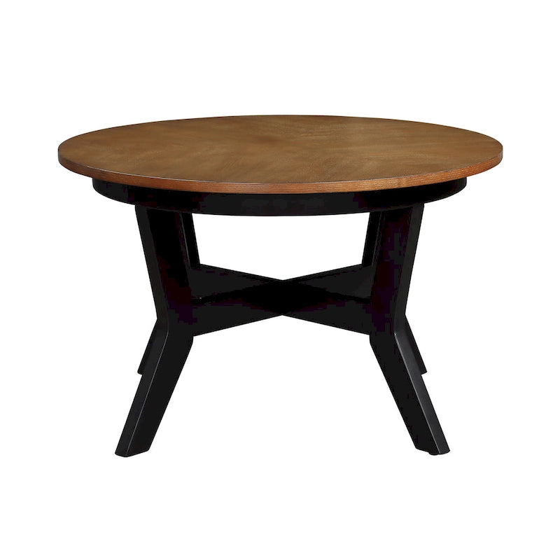 Runder Couchtisch aus Holz im Landhausstil mit 4 Beinen aus Massivholz