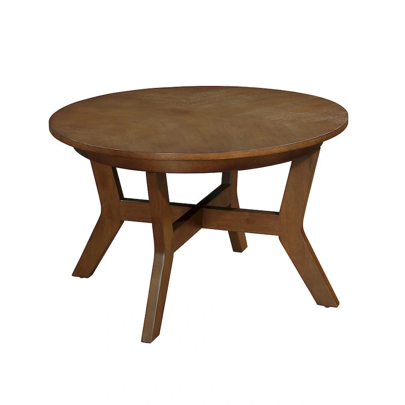 Farmhouse Wood Round Coffee Table with 4 Soild Wood Legs