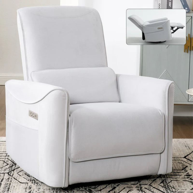 Fauteuil inclinable électrique pivotant et à bascule, mécanisme robuste avec ports USB et Type-C