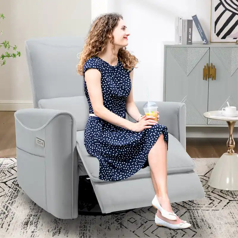 Fauteuil inclinable électrique pivotant et à bascule, mécanisme robuste avec ports USB et Type-C