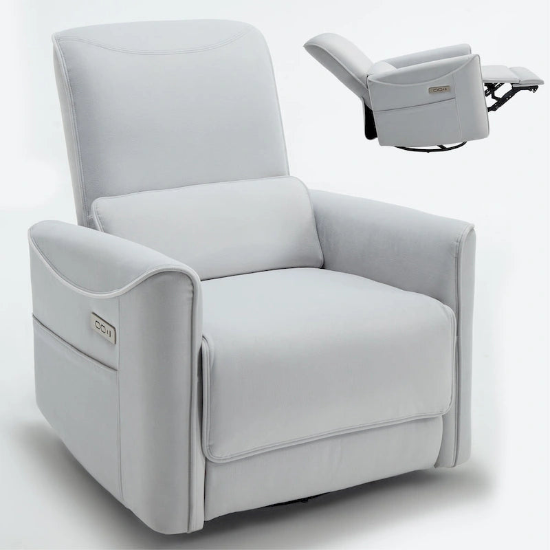 Fauteuil inclinable électrique pivotant et à bascule, mécanisme robuste avec ports USB et Type-C
