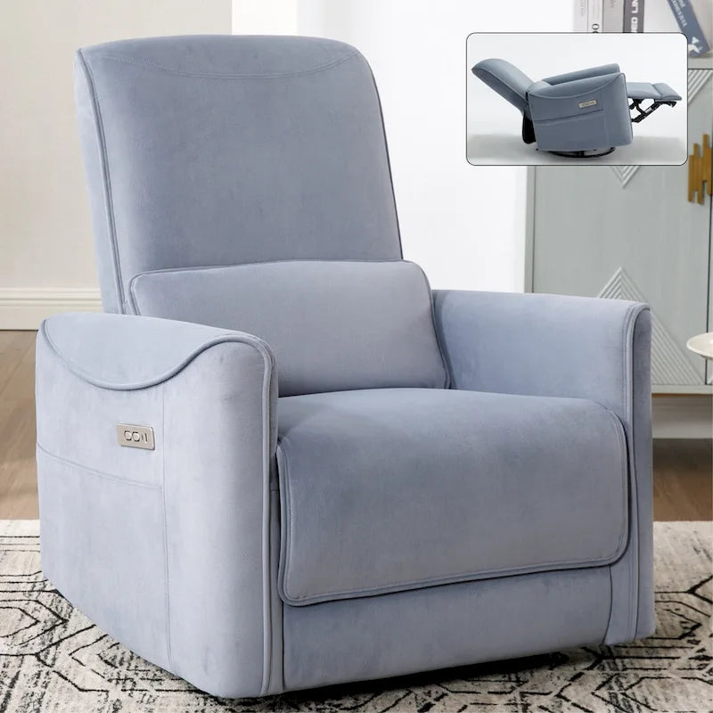 Fauteuil inclinable électrique pivotant et à bascule, mécanisme robuste avec ports USB et Type-C
