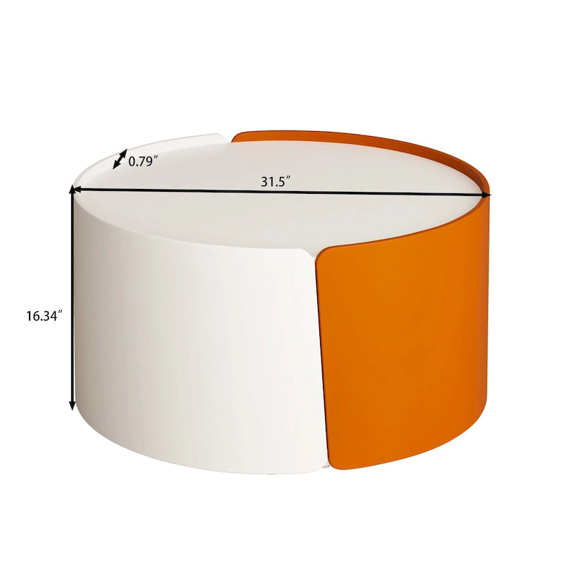 Nesting Coffee Table, Round Nesting Tables and End Tables for Small Space, Modern Side Tables with Extendable Sliding Tabletop