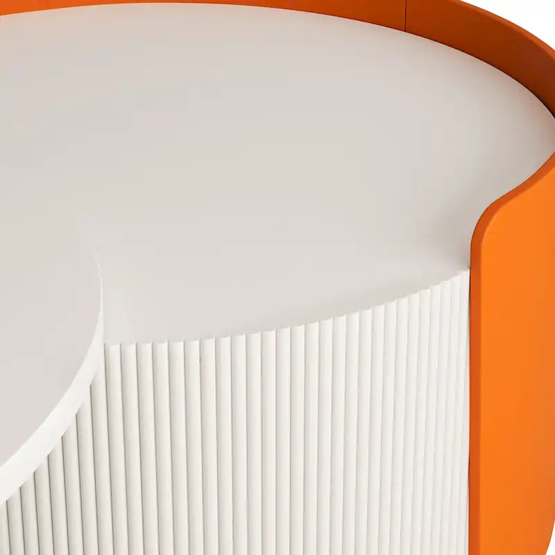 Nesting Coffee Table, Round Nesting Tables and End Tables for Small Space, Modern Side Tables with Extendable Sliding Tabletop