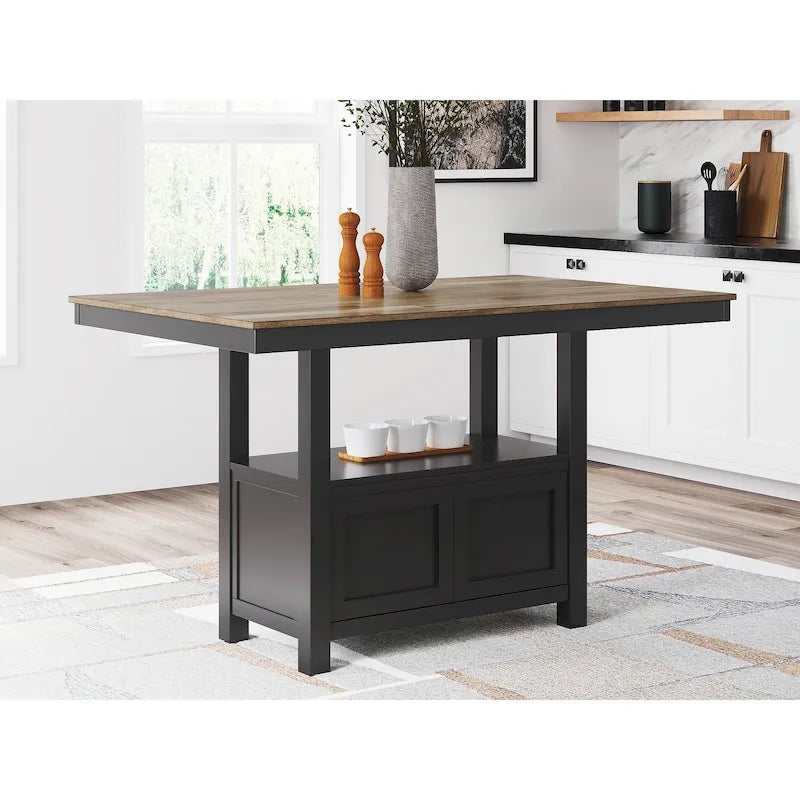 Table de salle à manger rectangulaire haute marron/noire - 60W x 38D x 36H