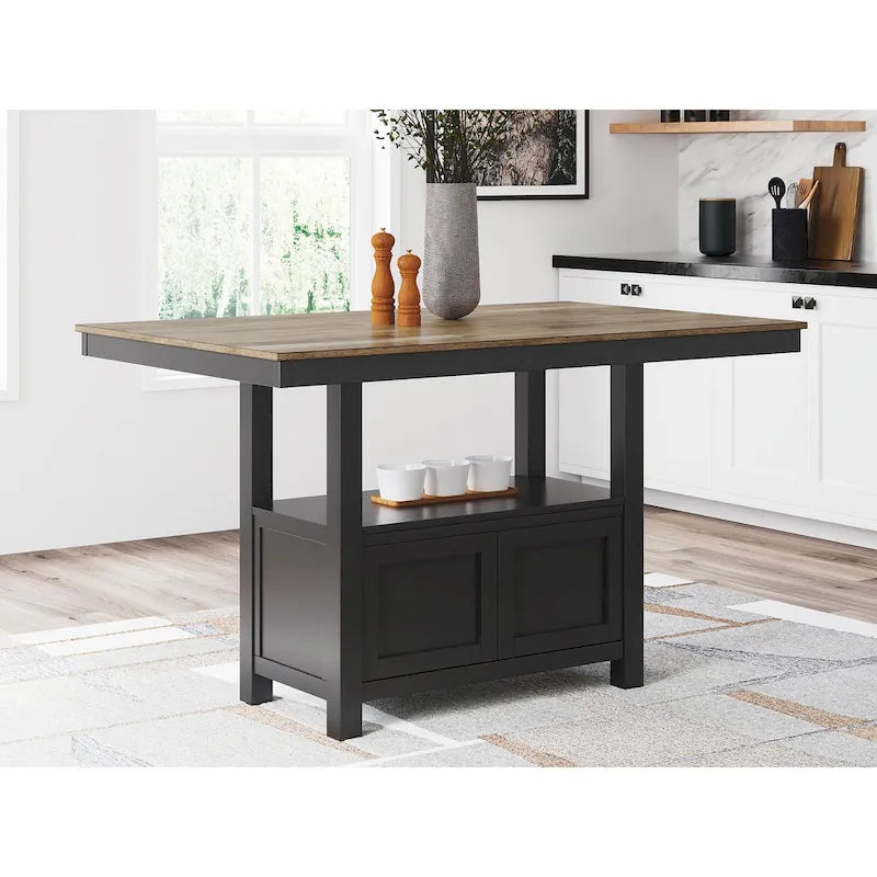 Signature Design by Ashley Wildenauer Brown/Black Rectangular Dining Counter Table - 60W x 38D x 36H
