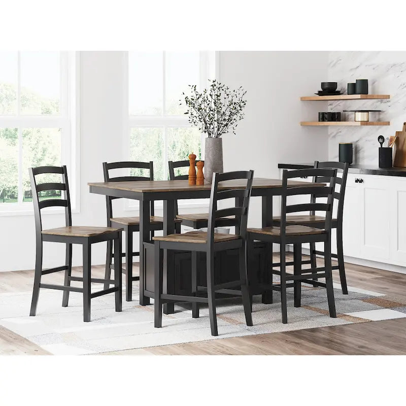 Table de salle à manger rectangulaire haute marron/noire - 60W x 38D x 36H