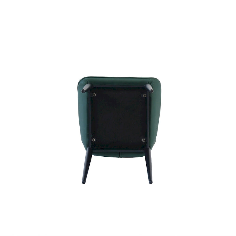 Set of 2 PU Upholstered Dining Chairs Modern Solid Back Chairs with Black Metal Legs