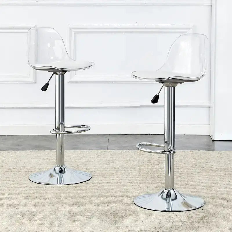 Swivel Bar Stools Set of 2, Counter Height Barstools with Backrest, Dining Room Chairs with Footrest and PU Seats