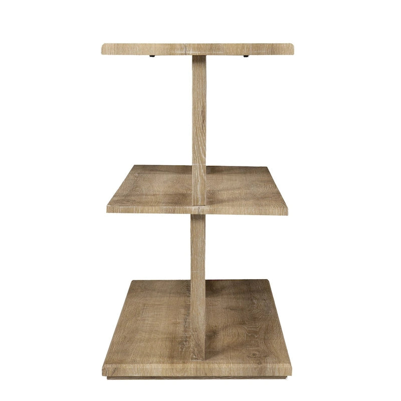 Natural Wood Rectangular Console Table with Floor Shelf and 2 Shelves - 42 L x 15.75 W x 28.5 H