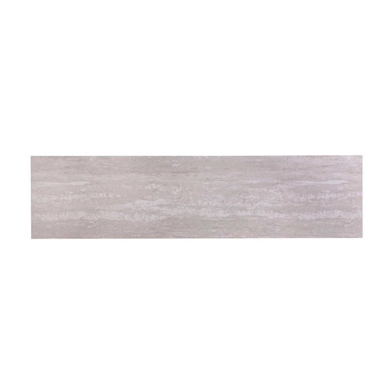 Console rectangulaire en fausse pierre couleur champagne avec base à étagère dorée - 47.5 L x 12 W x 29.5 H