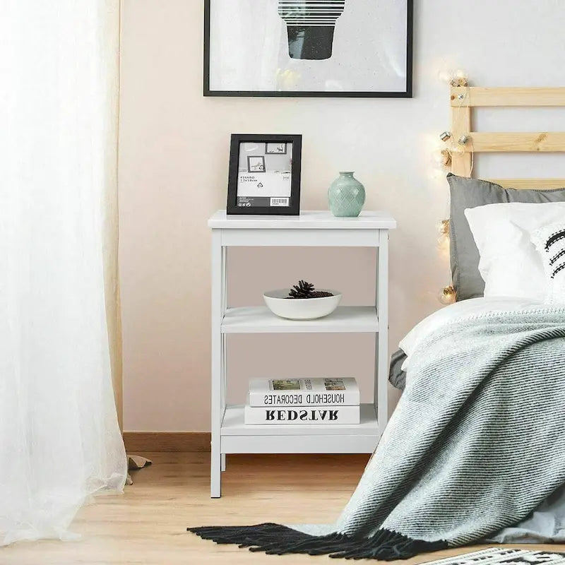 Table de chevet moderne avec étagères de rangement à 3 niveaux, lot de 2 tables de chevet