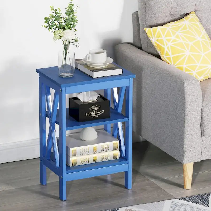 Table de chevet moderne avec étagères de rangement à 3 niveaux, lot de 2 tables de chevet