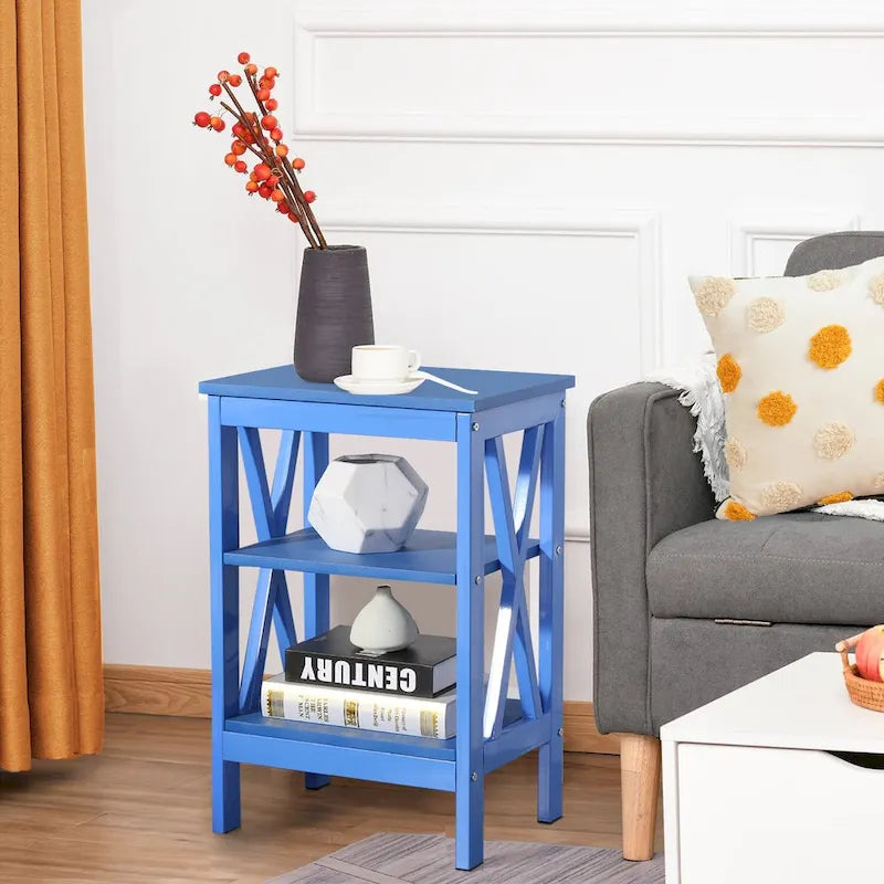 Table de chevet moderne avec étagères de rangement à 3 niveaux, lot de 2 tables de chevet
