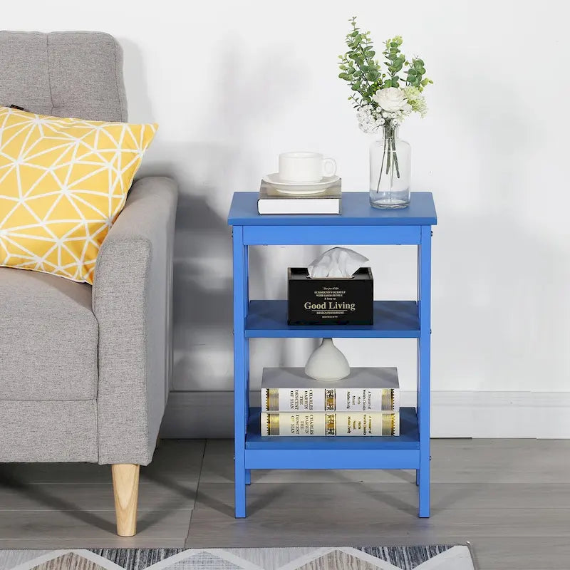 Table de chevet moderne avec étagères de rangement à 3 niveaux, lot de 2 tables de chevet