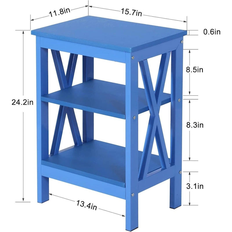 Table de chevet moderne avec étagères de rangement à 3 niveaux, lot de 2 tables de chevet