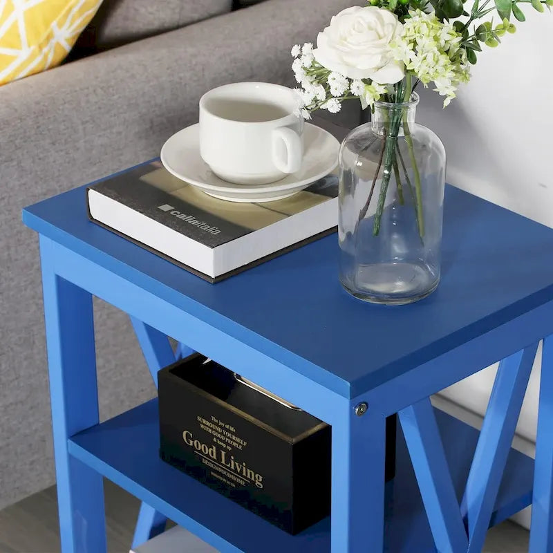 Table de chevet moderne avec étagères de rangement à 3 niveaux, lot de 2 tables de chevet