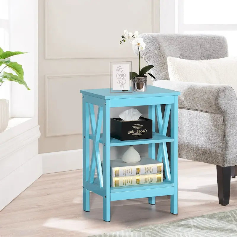 Table de chevet moderne avec étagères de rangement à 3 niveaux, lot de 2 tables de chevet