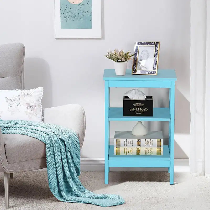 Table de chevet moderne avec étagères de rangement à 3 niveaux, lot de 2 tables de chevet