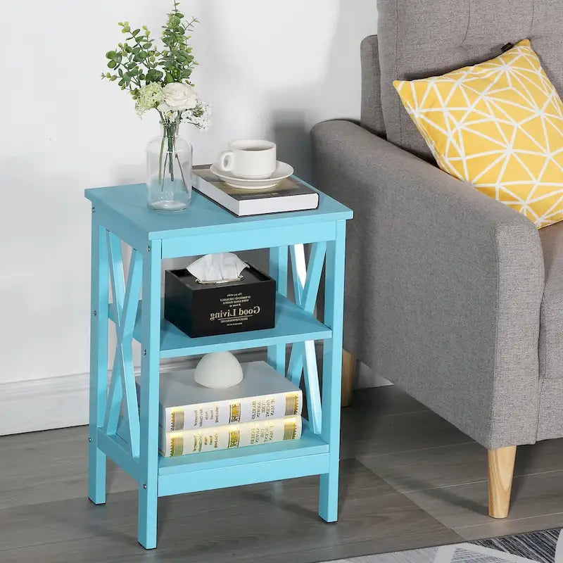 Table de chevet moderne avec étagères de rangement à 3 niveaux, lot de 2 tables de chevet
