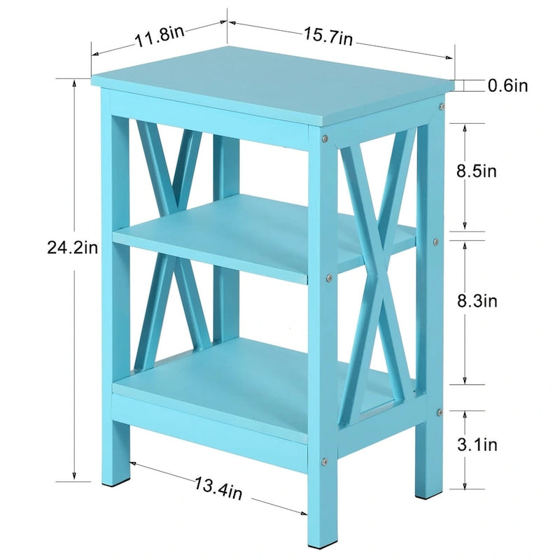 Table de chevet moderne avec étagères de rangement à 3 niveaux, lot de 2 tables de chevet