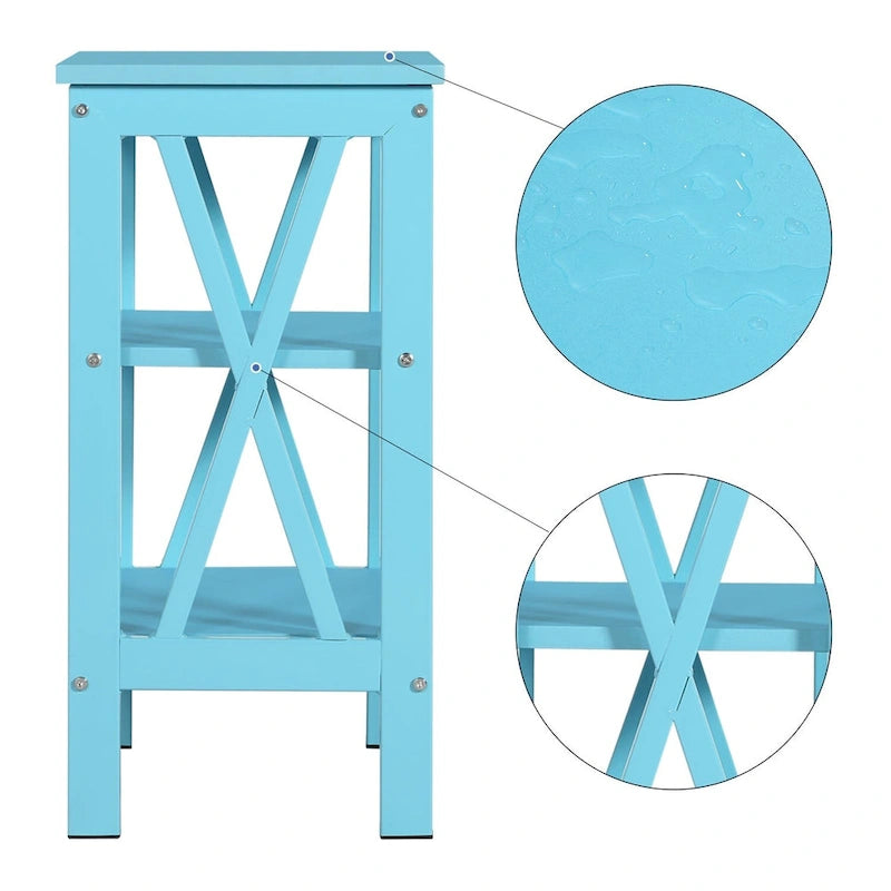Table de chevet moderne avec étagères de rangement à 3 niveaux, lot de 2 tables de chevet