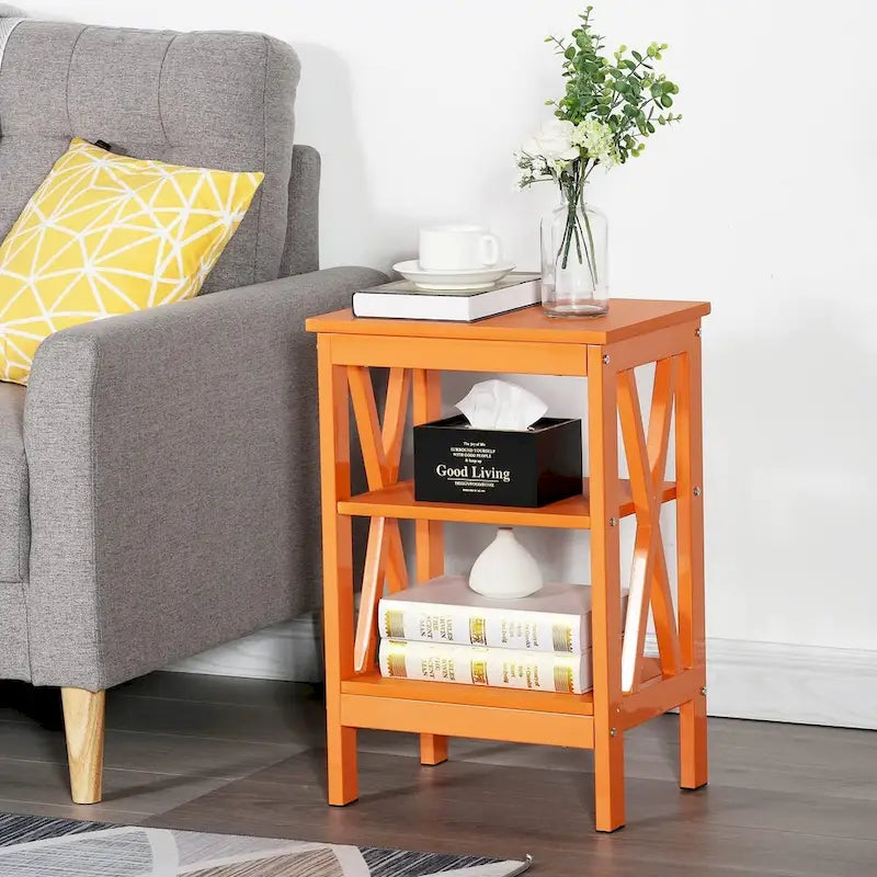 Table de chevet moderne avec étagères de rangement à 3 niveaux, lot de 2 tables de chevet