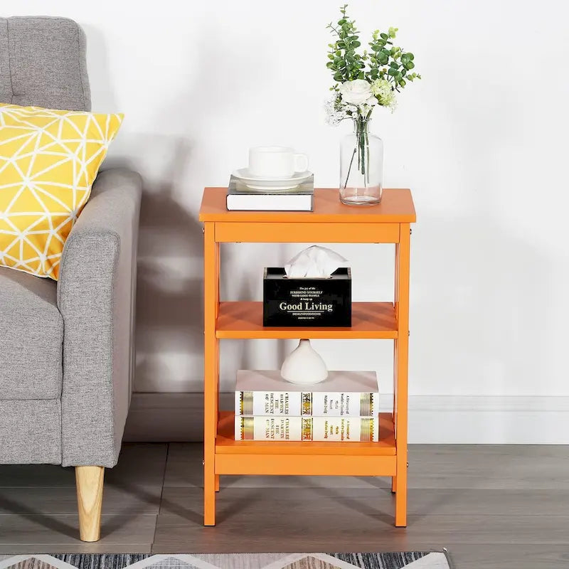 Table de chevet moderne avec étagères de rangement à 3 niveaux, lot de 2 tables de chevet