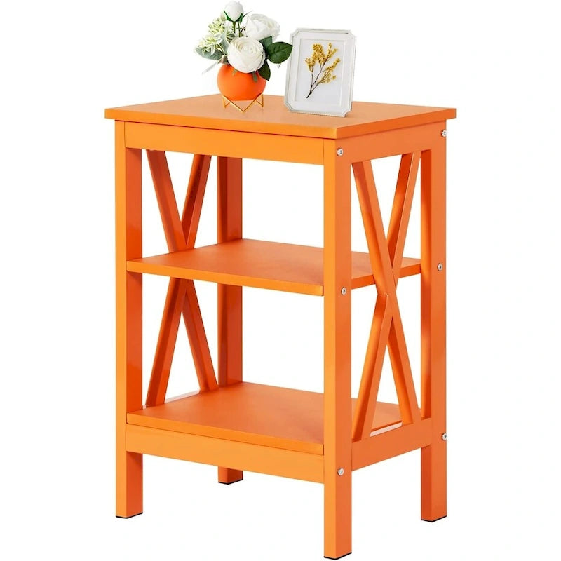 Table de chevet moderne avec étagères de rangement à 3 niveaux, lot de 2 tables de chevet