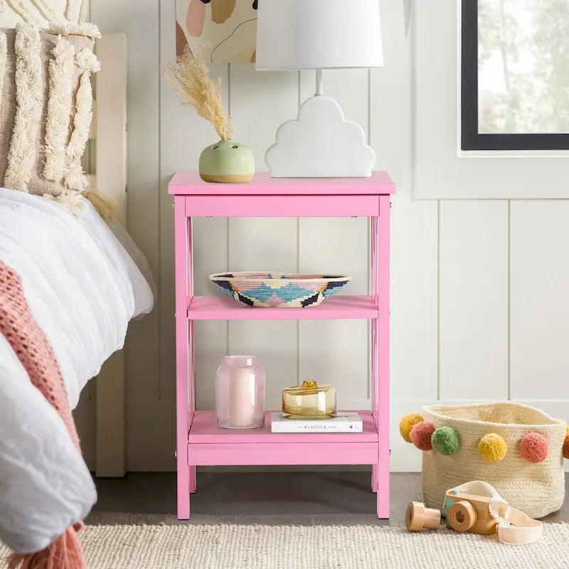 Table de chevet moderne avec étagères de rangement à 3 niveaux, lot de 2 tables de chevet
