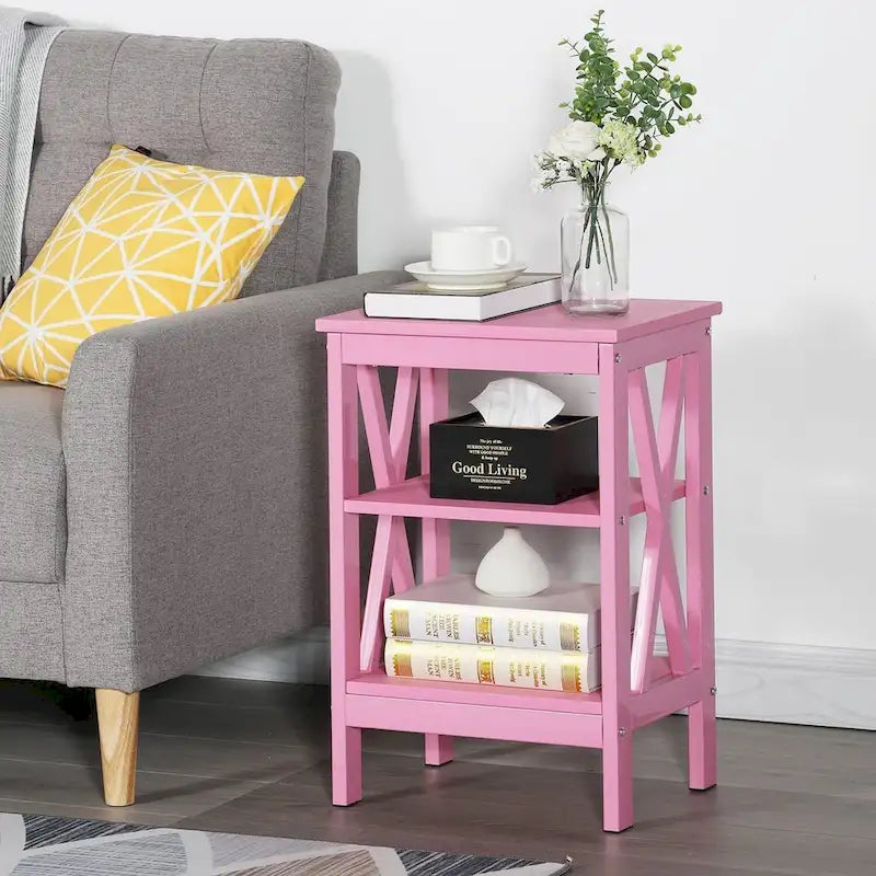 Table de chevet moderne avec étagères de rangement à 3 niveaux, lot de 2 tables de chevet