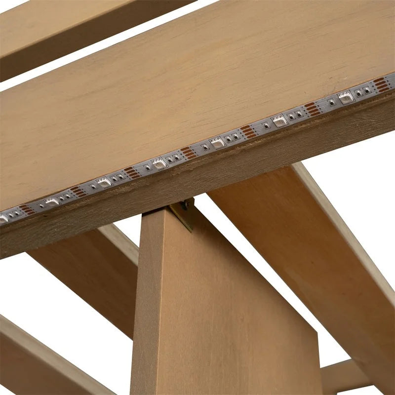 Lit mezzanine double avec bureau intégré, éclairage LED et escalier de rangement, structure de lit mezzanine en bois avec étagères et placards de rangement