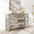 Table console de style maison de campagne, table d'entrée rustique avec 2 tiroirs et 2 étagères, table de canapé et bureau d'entrée en bois