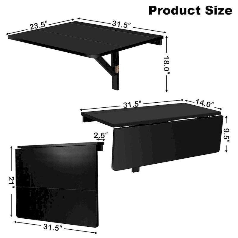 Wall-Mounted Drop-Leaf Table Floating Folding Desk Space Saver