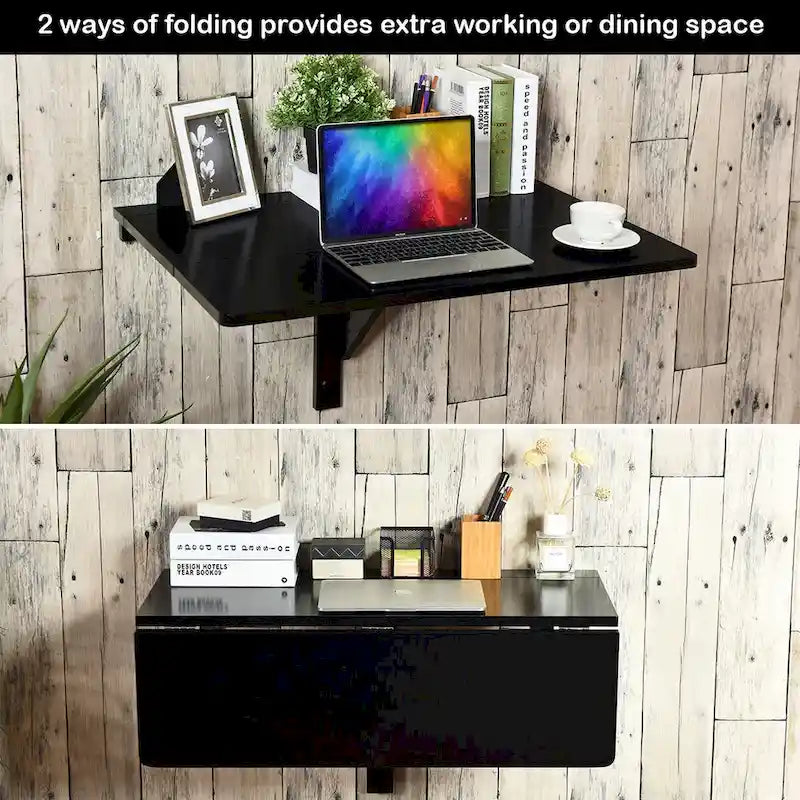 Wall-Mounted Drop-Leaf Table Floating Folding Desk Space Saver