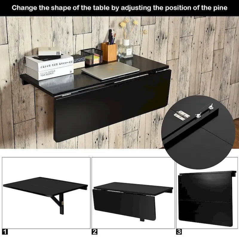 Wall-Mounted Drop-Leaf Table Floating Folding Desk Space Saver