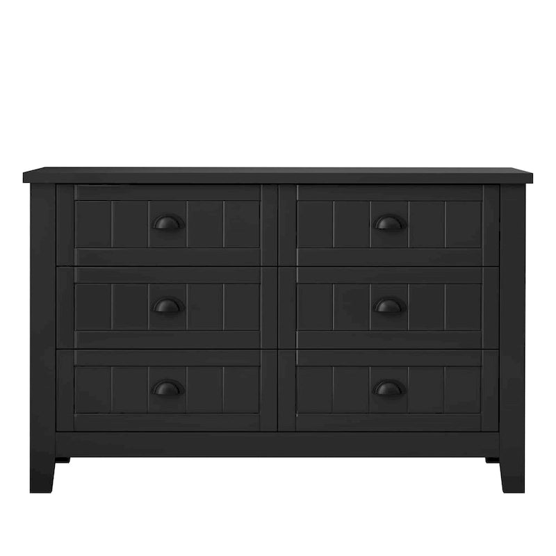 Antique Style 6-Drawer Double Dresser with Retro Shell Handle for Bedroom, Living Room