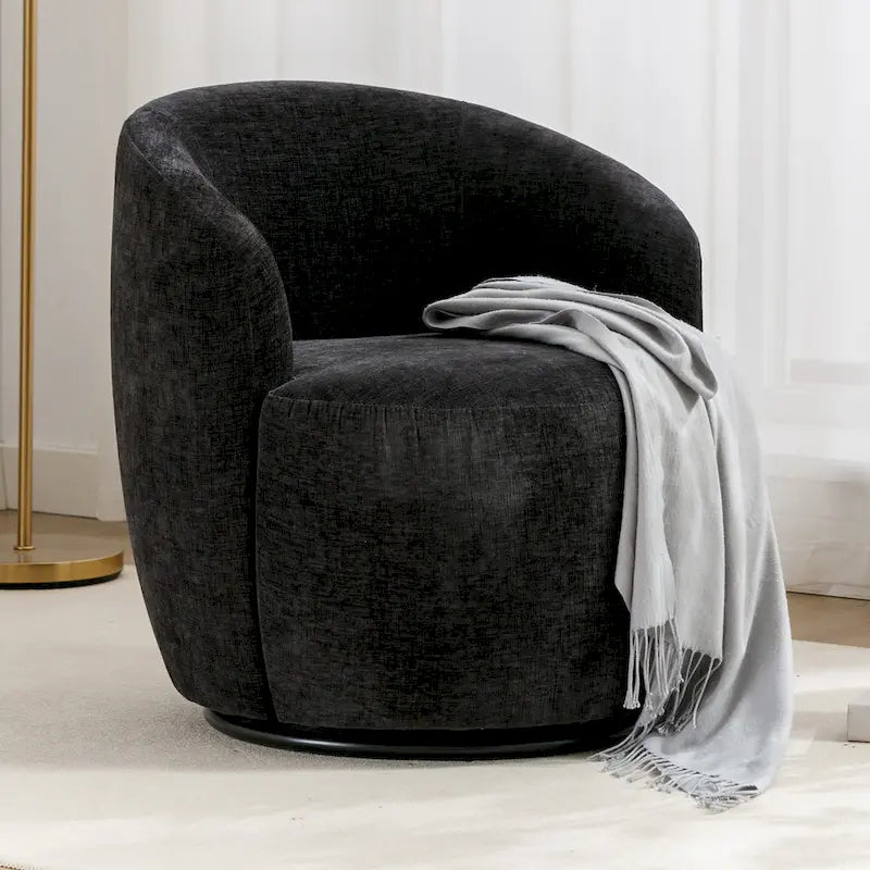 Chenille Fabric Swivel Accent Armchair