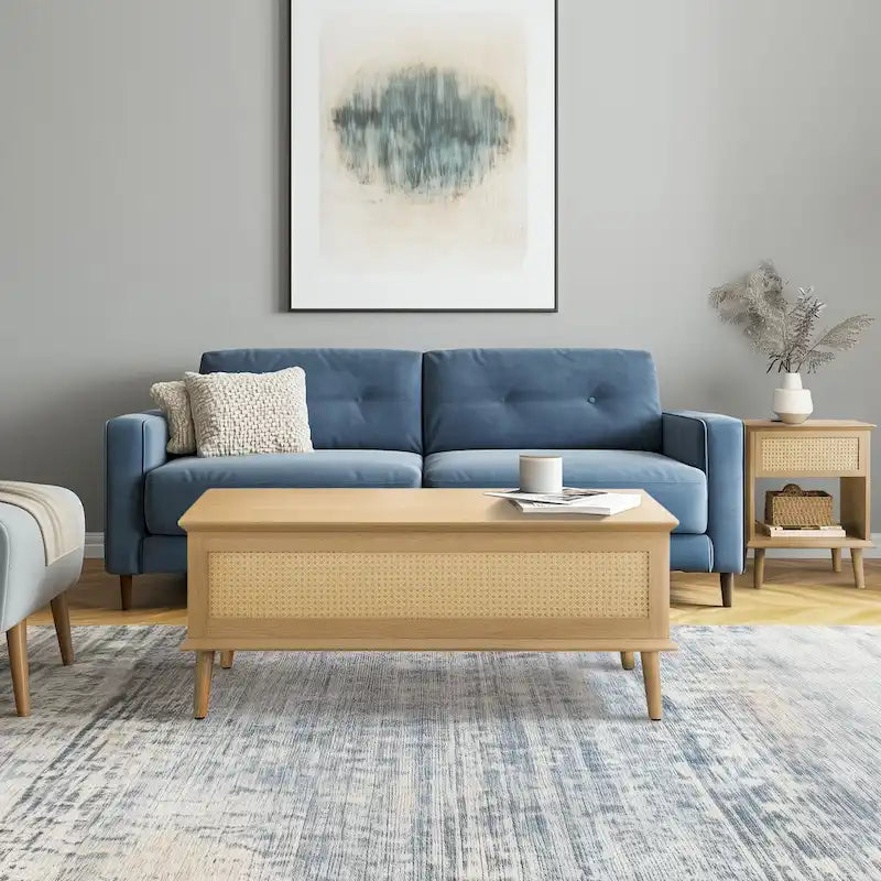 Rattan Lift-Top Coffee Table with Storage - 42 x 17