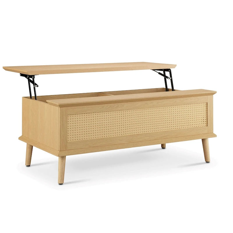 Rattan Lift-Top Coffee Table with Storage - 42 x 17