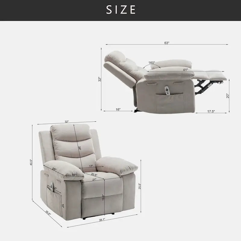 Elektrischer Relaxsessel mit verstellbarer Massagefunktion, Relaxsessel mit Heizsystem für das Wohnzimmer