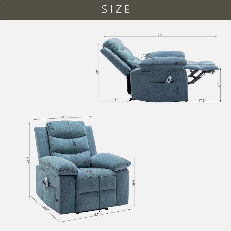 Fauteuil inclinable électrique avec fonction de massage réglable, fauteuil inclinable avec système chauffant pour le salon