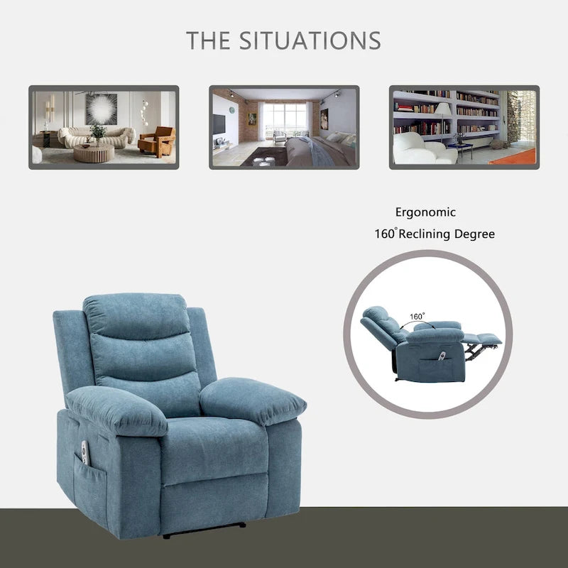 Fauteuil inclinable électrique avec fonction de massage réglable, fauteuil inclinable avec système chauffant pour le salon