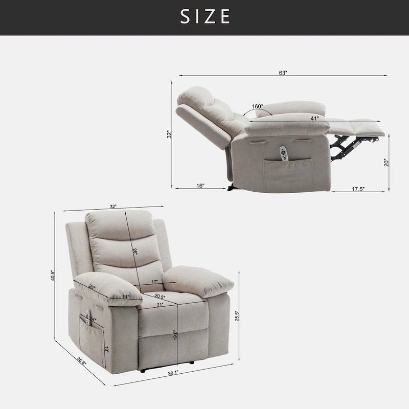 Elektrischer Relaxsessel mit verstellbarer Massagefunktion, Relaxsessel mit Heizsystem für das Wohnzimmer