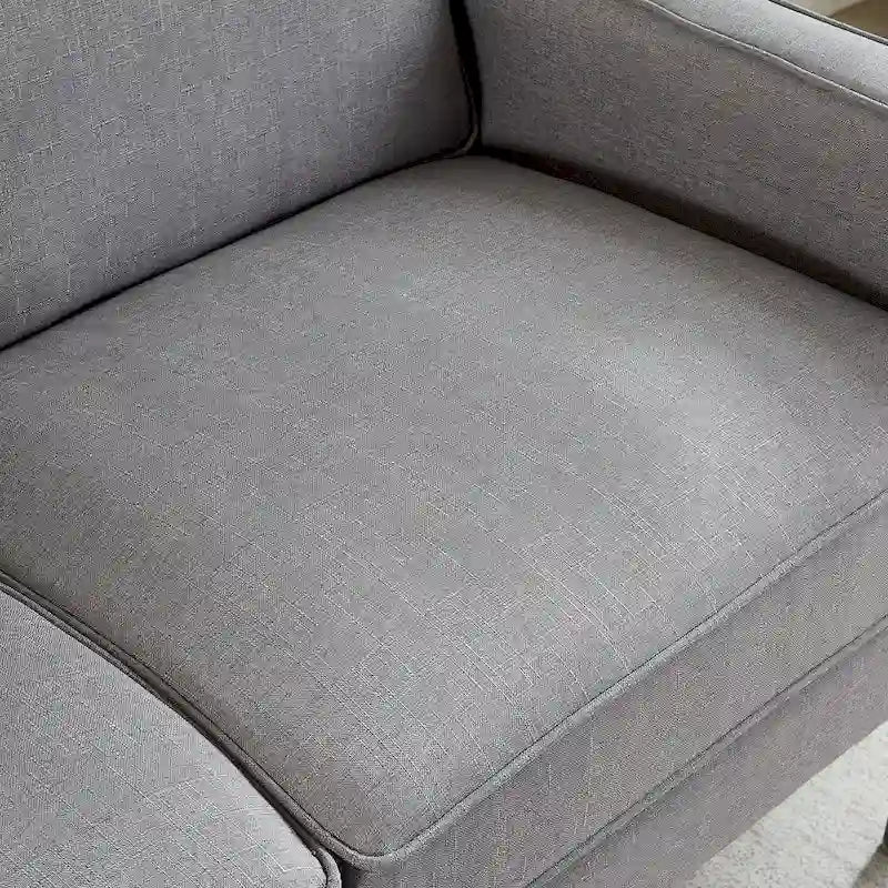 57W Modern Linen Loveseat, 2-Seater, Matte Black Metal Legs