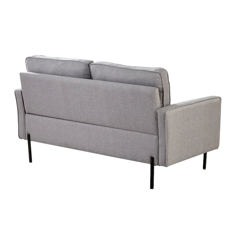 57W Modern Linen Loveseat, 2-Seater, Matte Black Metal Legs