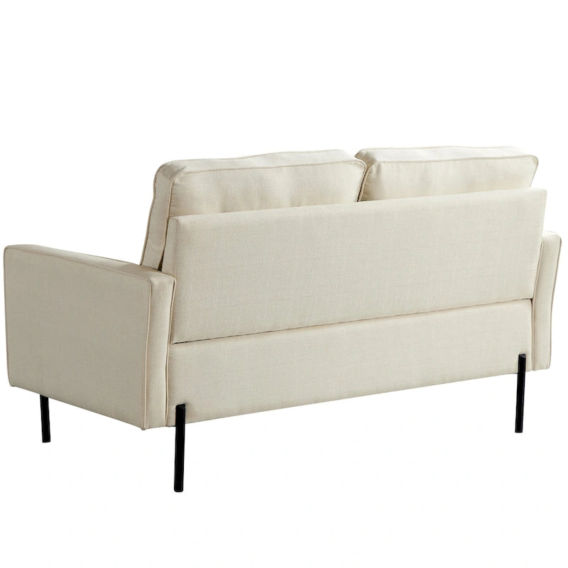 57W Modern Linen Loveseat, 2-Seater, Matte Black Metal Legs