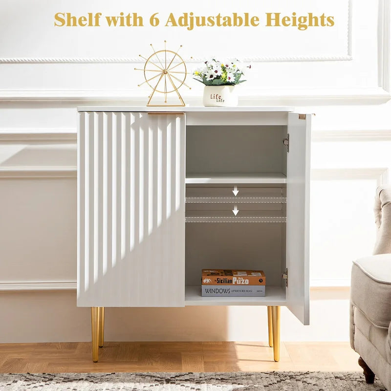Sideboard Buffet Storage Cabinet with Adjustable Shelves - N/A