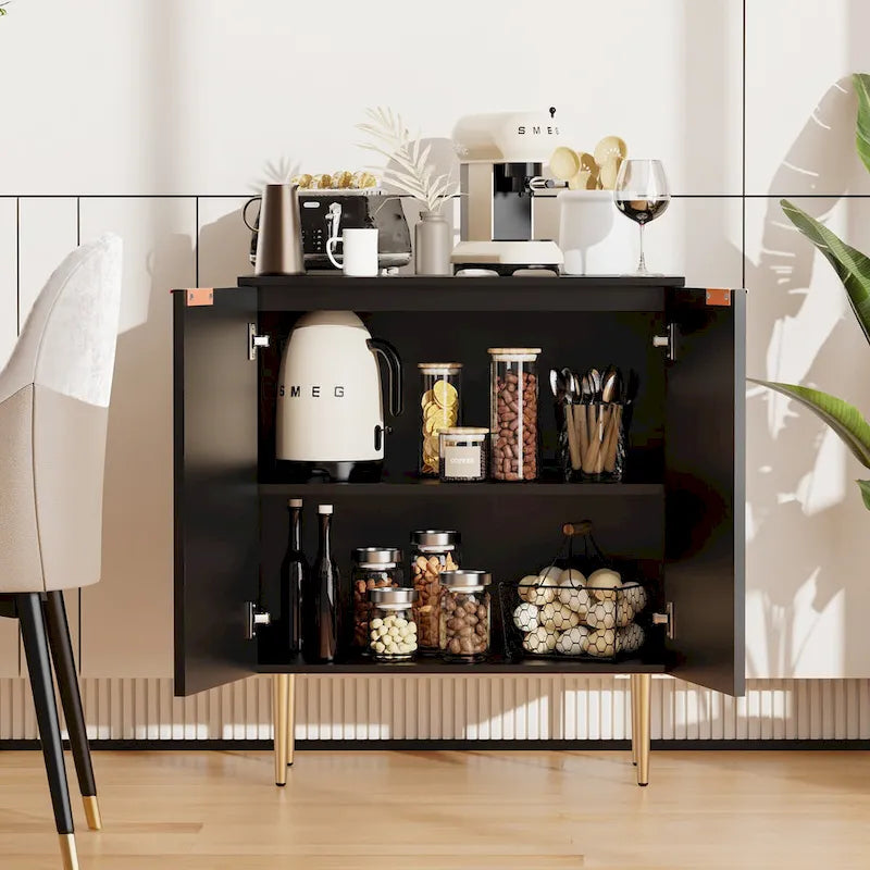 Sideboard Buffet Storage Cabinet with Adjustable Shelves - N/A