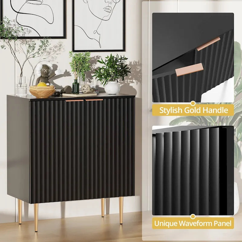 Sideboard Buffet Storage Cabinet with Adjustable Shelves - N/A